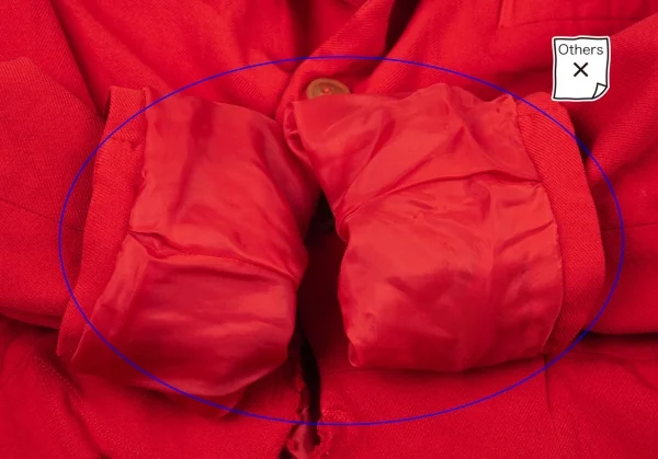 ローブドシャンブル コムデギャルソンrobe de chambre COMME des GARCONS ポリ縮絨裾ラウンドカットデザインモーニングジャケット 赤L K-104193_009