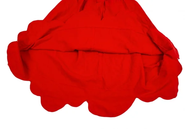 ローブドシャンブル コムデギャルソンrobe de chambre COMME des GARCONSポリ縮絨裾ラウンドカットデザインウエストギャザースカート 赤M K-104194_011