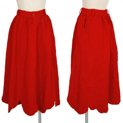 ローブドシャンブル コムデギャルソンrobe de chambre COMME des GARCONSポリ縮絨裾ラウンドカットデザインウエストギャザースカート