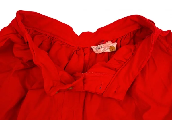 ローブドシャンブル コムデギャルソンrobe de chambre COMME des GARCONSポリ縮絨裾ラウンドカットデザインウエストギャザースカート 赤M K-104194_007