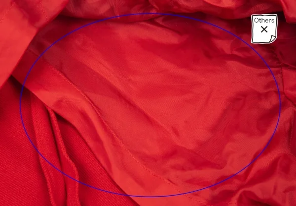 ローブドシャンブル コムデギャルソンrobe de chambre COMME des GARCONS ポリ縮絨裾ラウンドカットデザインセットアップスーツ 赤L・M K-104195_010