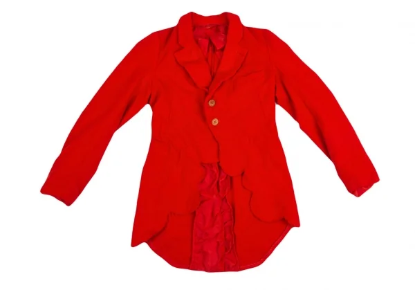 ローブドシャンブル コムデギャルソンrobe de chambre COMME des GARCONS ポリ縮絨裾ラウンドカットデザインセットアップスーツ 赤L・M K-104195_003
