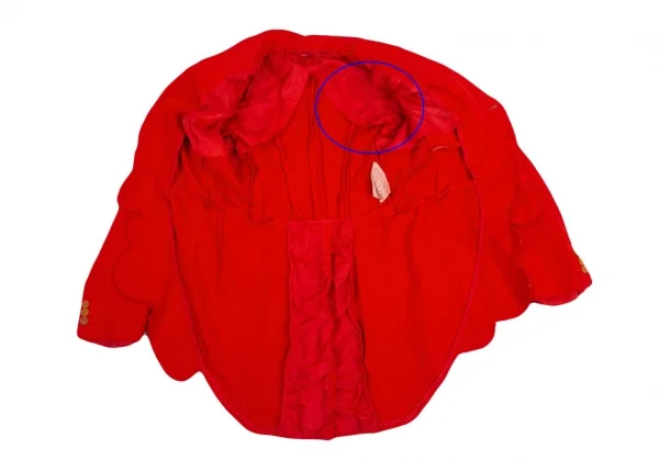 ローブドシャンブル コムデギャルソンrobe de chambre COMME des GARCONS ポリ縮絨裾ラウンドカットデザインセットアップスーツ 赤L・M K-104195_009