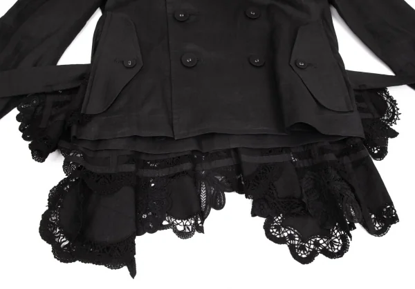 タオ コムデギャルソンtao COMME des GARCONS 裾レースデザインショートトレンチコート 黒S K-104200_011