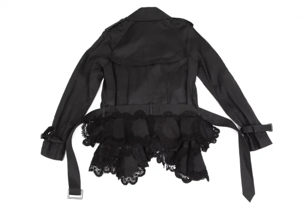 タオ コムデギャルソンtao COMME des GARCONS 裾レースデザインショートトレンチコート 黒S K-104200_014