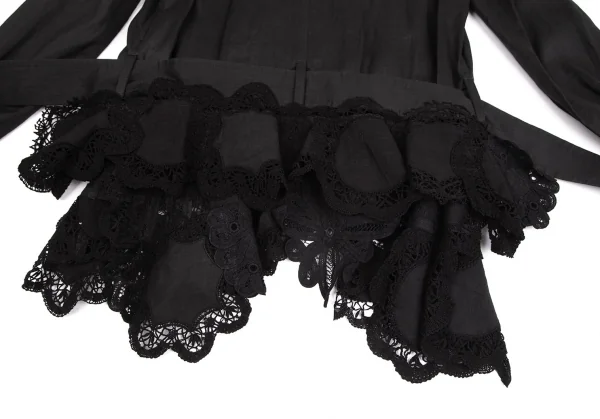 タオ コムデギャルソンtao COMME des GARCONS 裾レースデザインショートトレンチコート 黒S K-104200_015