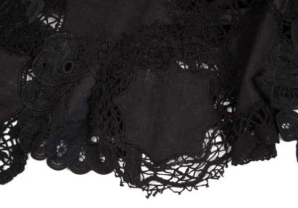 タオ コムデギャルソンtao COMME des GARCONS 裾レースデザインショートトレンチコート 黒S K-104200_017