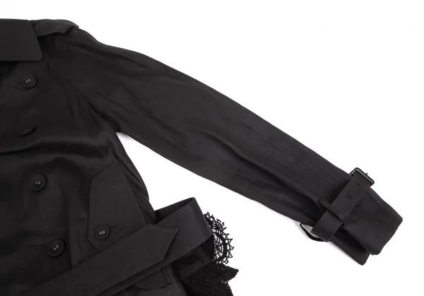 タオ コムデギャルソンtao COMME des GARCONS 裾レースデザインショートトレンチコート 黒S K-104200_007