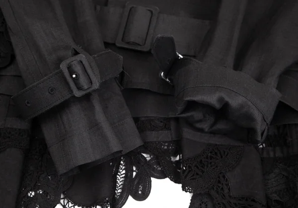 タオ コムデギャルソンtao COMME des GARCONS 裾レースデザインショートトレンチコート 黒S K-104200_008