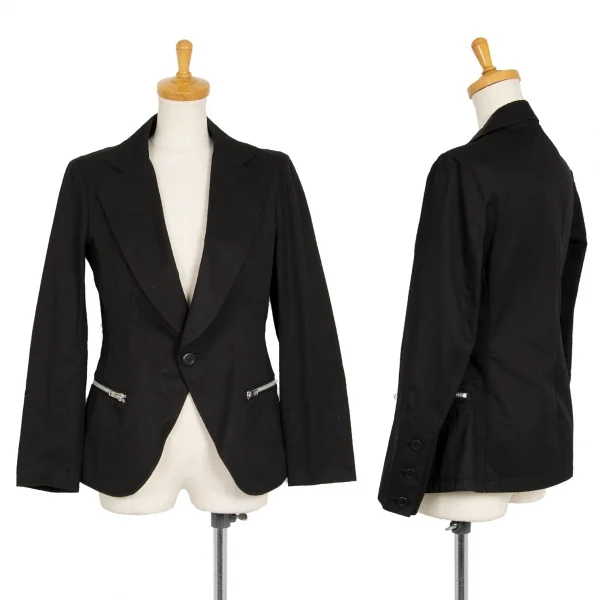 レギュレーション ヨウジヤマモトREGULATION yohji yamamoto コットンジップポケットビッグラペルジャケット 黒2 K-104217_001
