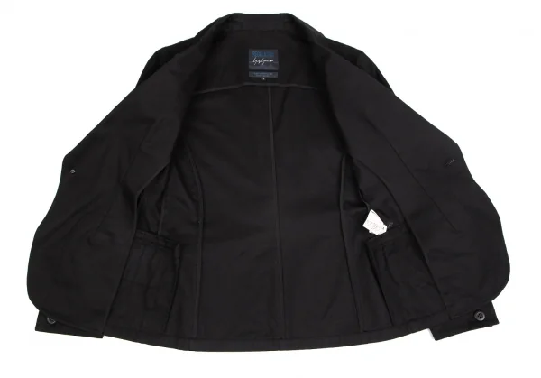 レギュレーション ヨウジヤマモトREGULATION yohji yamamoto コットンジップポケットビッグラペルジャケット 黒2 K-104217_011