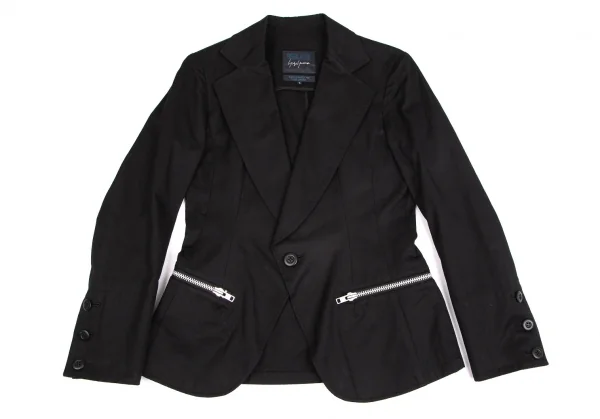 レギュレーション ヨウジヤマモトREGULATION yohji yamamoto コットンジップポケットビッグラペルジャケット 黒2 K-104217_002