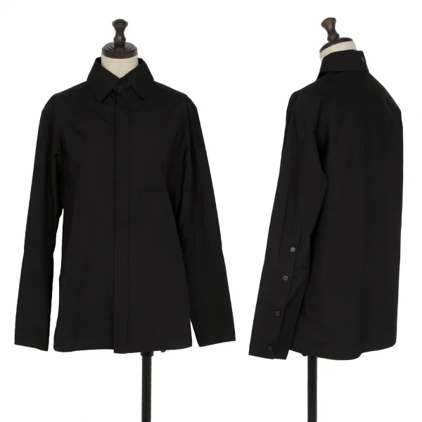 ビーヨウジヤマモトB Yohji Yamamoto コットンブロード襟着脱ロングカフスシャツ 黒1 K-104218_001