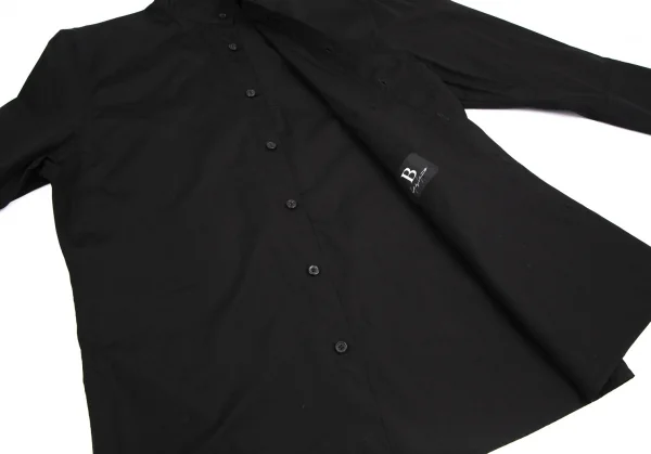 ビーヨウジヤマモトB Yohji Yamamoto コットンブロード襟着脱ロングカフスシャツ 黒1 K-104218_013