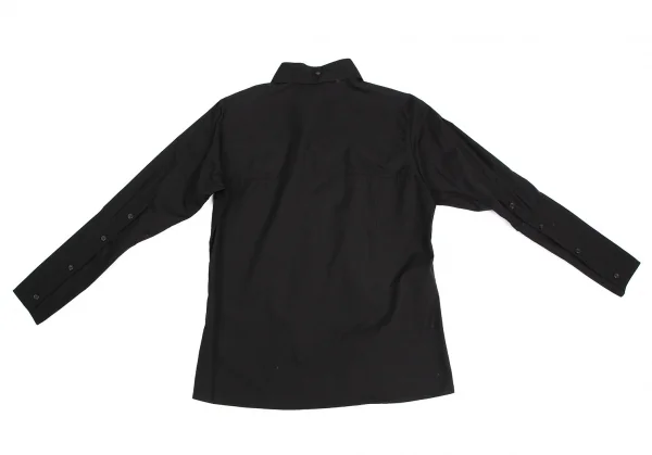 ビーヨウジヤマモトB Yohji Yamamoto コットンブロード襟着脱ロングカフスシャツ 黒1 K-104218_015