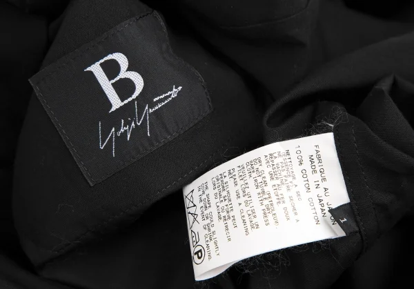 ビーヨウジヤマモトB Yohji Yamamoto コットンブロード襟着脱ロングカフスシャツ 黒1 K-104218_018