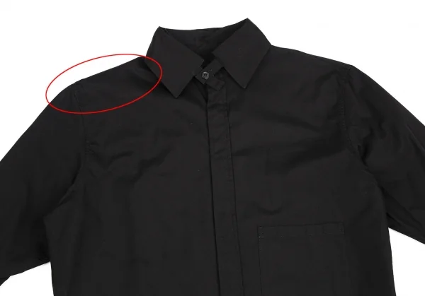 ビーヨウジヤマモトB Yohji Yamamoto コットンブロード襟着脱ロングカフスシャツ 黒1 K-104218_003