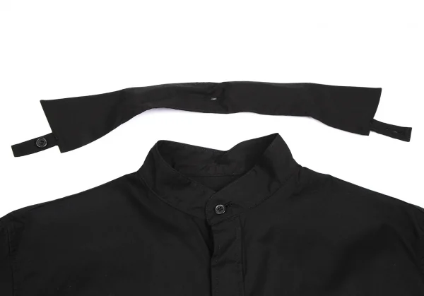 ビーヨウジヤマモトB Yohji Yamamoto コットンブロード襟着脱ロングカフスシャツ 黒1 K-104218_006