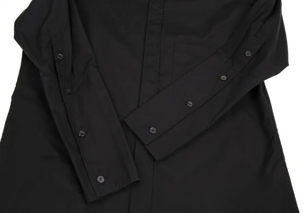 ビーヨウジヤマモトB Yohji Yamamoto コットンブロード襟着脱ロングカフスシャツ 黒1 K-104218_008