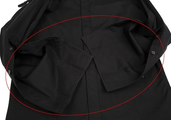 ビーヨウジヤマモトB Yohji Yamamoto コットンブロード襟着脱ロングカフスシャツ 黒1 K-104218_009