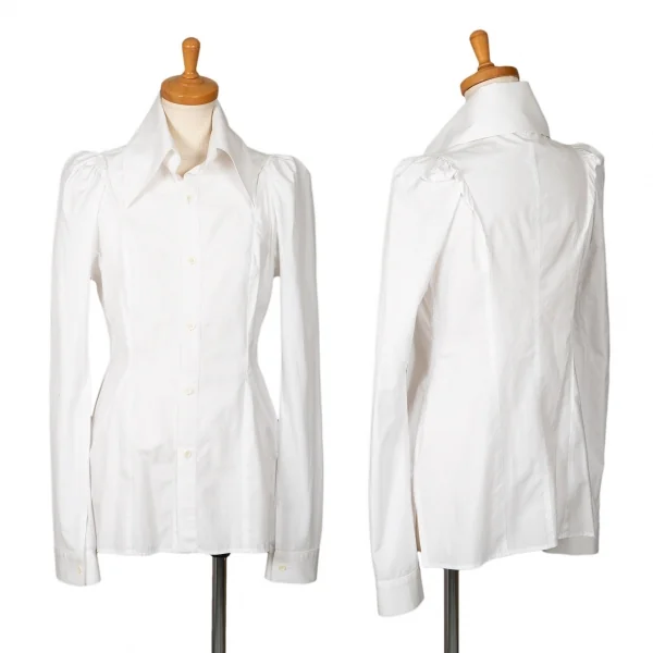 ヨウジヤマモト ファムYohji Yamamoto FEMME コットンブロードギャザースリーブビッグカラーシャツ 白2 K-104225_001