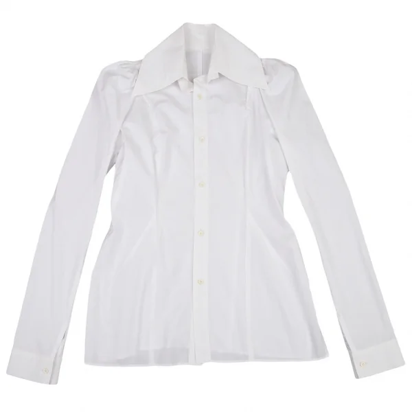 ヨウジヤマモト ファムYohji Yamamoto FEMME コットンブロードギャザースリーブビッグカラーシャツ 白2 K-104225_002