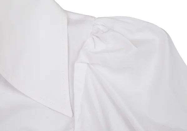 ヨウジヤマモト ファムYohji Yamamoto FEMME コットンブロードギャザースリーブビッグカラーシャツ 白2 K-104225_005