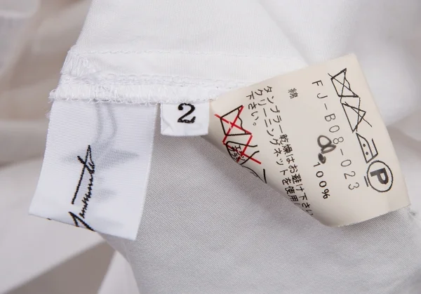 ヨウジヤマモト ファムYohji Yamamoto FEMME コットンブロードギャザースリーブビッグカラーシャツ 白2 K-104225_016