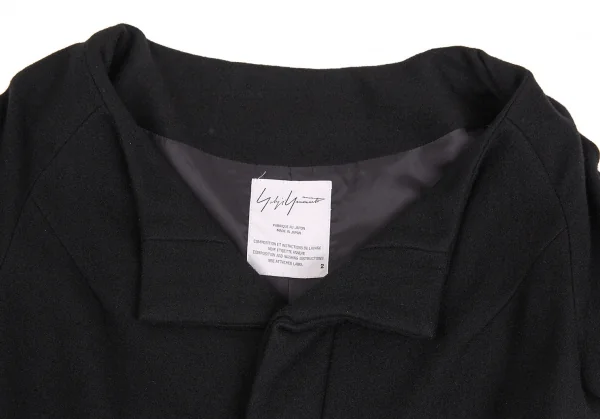 ヨウジヤマモト ファムYohji Yamamoto FEMME ウールカシミヤフライフロントラグランコート 黒2 K-104232_004