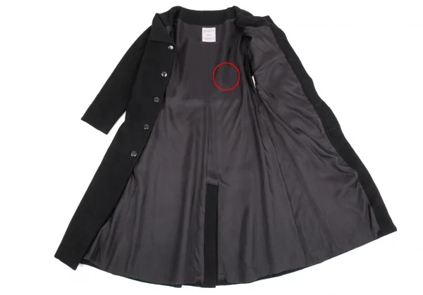 ヨウジヤマモト ファムYohji Yamamoto FEMME ウールカシミヤフライフロントラグランコート 黒2 K-104232_014