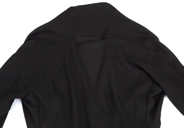 ヨウジヤマモト ファムYohji Yamamoto FEMME シアーコットン切替デザインノーカラーロングジャケット 黒2 K-104239_013