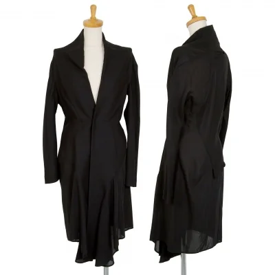 ヨウジヤマモト ファムYohji Yamamoto FEMME シアーコットン切替デザインノーカラーロングジャケット