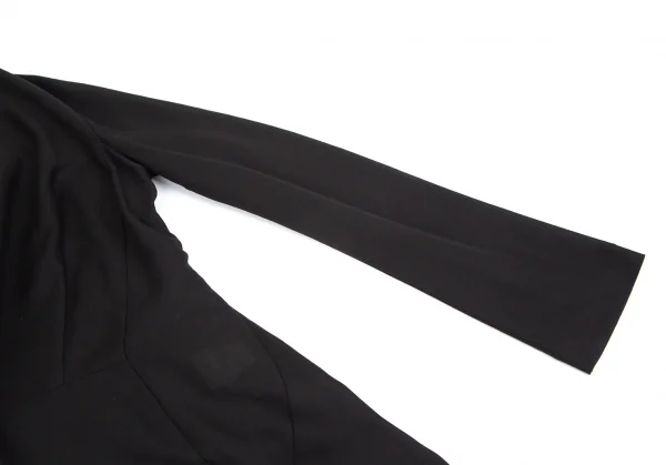 ヨウジヤマモト ファムYohji Yamamoto FEMME シアーコットン切替デザインノーカラーロングジャケット 黒2 K-104239_006