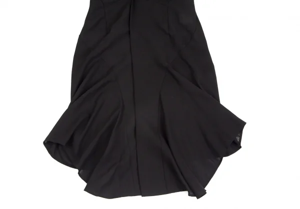 ヨウジヤマモト ファムYohji Yamamoto FEMME シアーコットン切替デザインノーカラーロングジャケット 黒2 K-104239_009