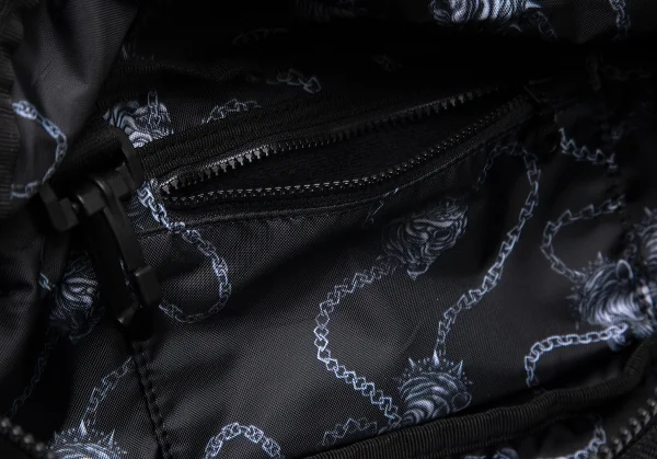 ヨウジヤマモト プールオム×ニューエラYohji Yamamoto POUR HOMME×NEWERA 裏地ブルドッグチェーンロゴ刺繍ナイロンウエストバッグ 黒 K-104247_010