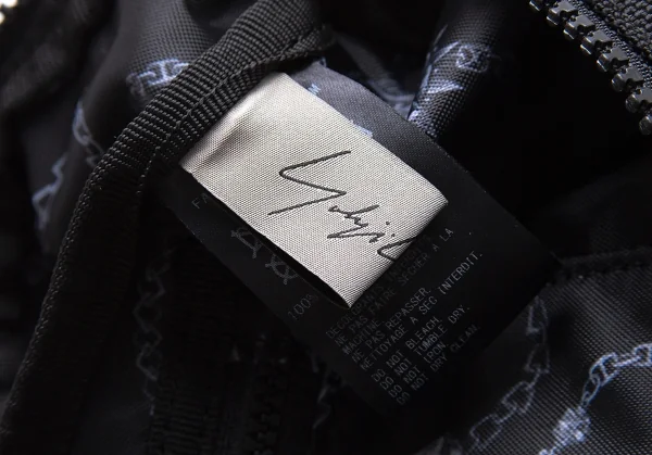 ヨウジヤマモト プールオム×ニューエラYohji Yamamoto POUR HOMME×NEWERA 裏地ブルドッグチェーンロゴ刺繍ナイロンウエストバッグ 黒 K-104247_013