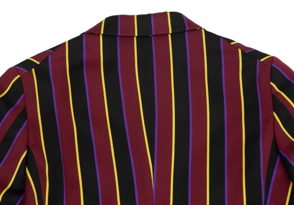トリココムデギャルソンtricot COMME des GARCONSストライプ3Bスクールジャケット ワイン黒黄青M K-104253_012