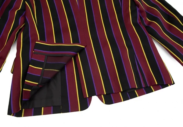 トリココムデギャルソンtricot COMME des GARCONSストライプ3Bスクールジャケット ワイン黒黄青M K-104253_013