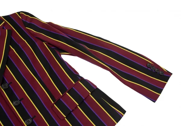 トリココムデギャルソンtricot COMME des GARCONSストライプ3Bスクールジャケット ワイン黒黄青M K-104253_004