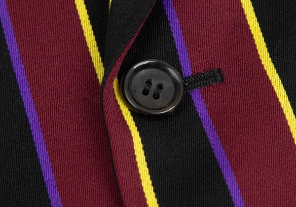 トリココムデギャルソンtricot COMME des GARCONSストライプ3Bスクールジャケット ワイン黒黄青M K-104253_008