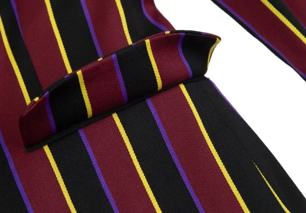 トリココムデギャルソンtricot COMME des GARCONSストライプ3Bスクールジャケット ワイン黒黄青M K-104253_009