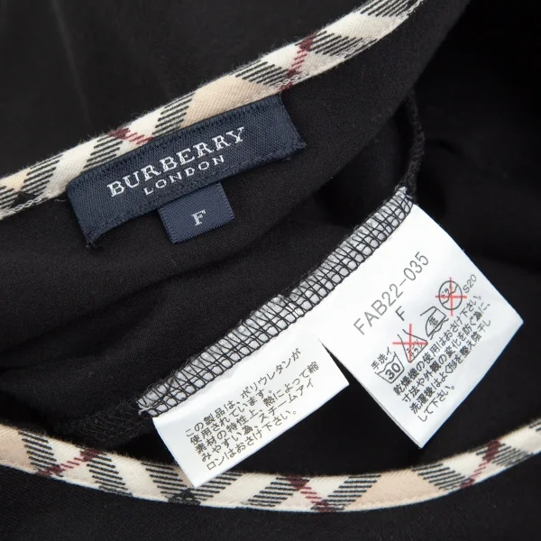 バーバリーBURBERRY LONDON ノバチェックパイピングストレッチTシャツ 黒F K-104257_010