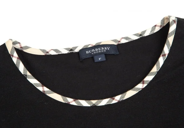 バーバリーBURBERRY LONDON ノバチェックパイピングストレッチTシャツ 黒F K-104257_003