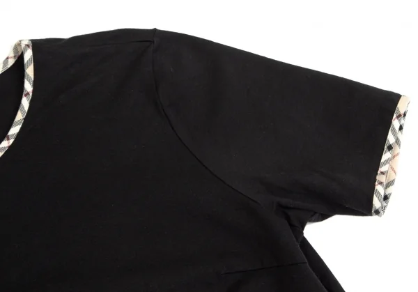 バーバリーBURBERRY LONDON ノバチェックパイピングストレッチTシャツ 黒F K-104257_004