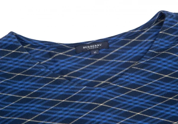 バーバリーBURBERRY LONDON コットンバイアスチェック七分袖カットソー 紺青15 K-104258_004