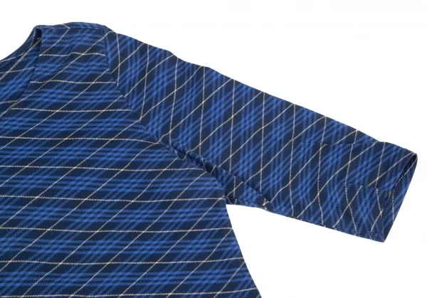 バーバリーBURBERRY LONDON コットンバイアスチェック七分袖カットソー 紺青15 K-104258_005