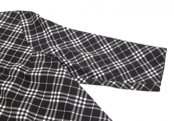 バーバリーBURBERRY LONDON バイアスチェック七分袖ストレッチカットソー 黒 黒白F K-104259_005