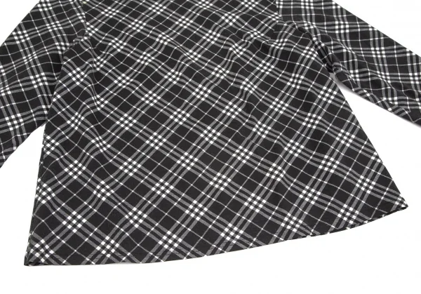 バーバリーBURBERRY LONDON バイアスチェック七分袖ストレッチカットソー 黒 黒白F K-104259_007