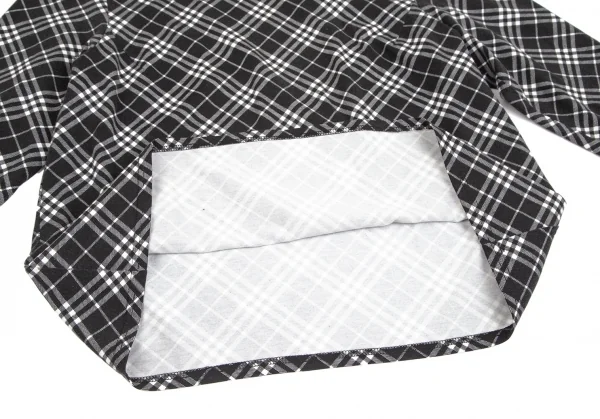 バーバリーBURBERRY LONDON バイアスチェック七分袖ストレッチカットソー 黒 黒白F K-104259_008