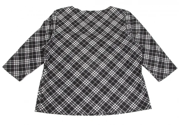 バーバリーBURBERRY LONDON バイアスチェック七分袖ストレッチカットソー 黒 黒白F K-104259_009